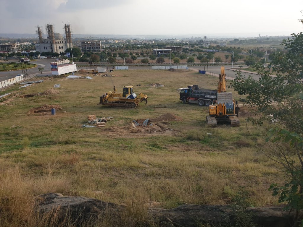 development work at the site of rabi center gulberg