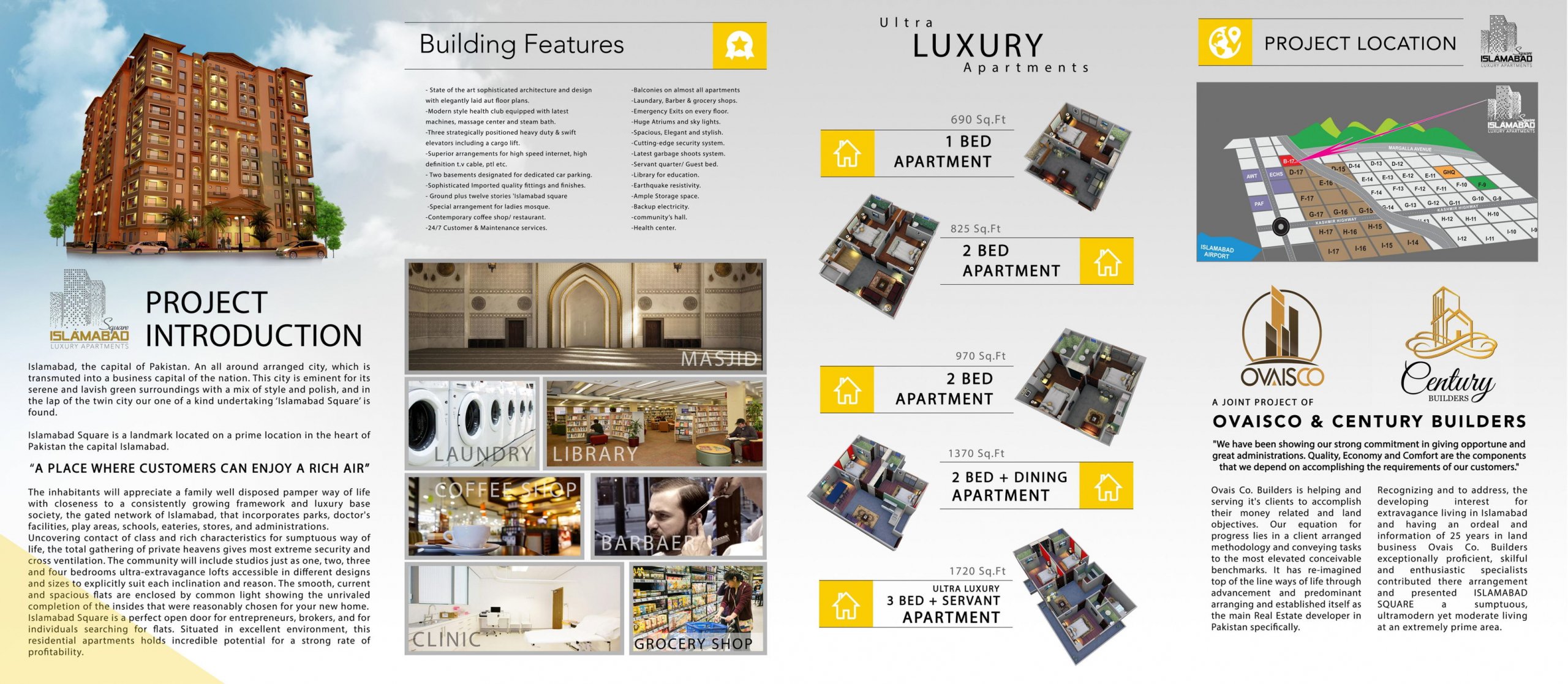 Islamabad Square's brochure presents all the facilities offered by the project