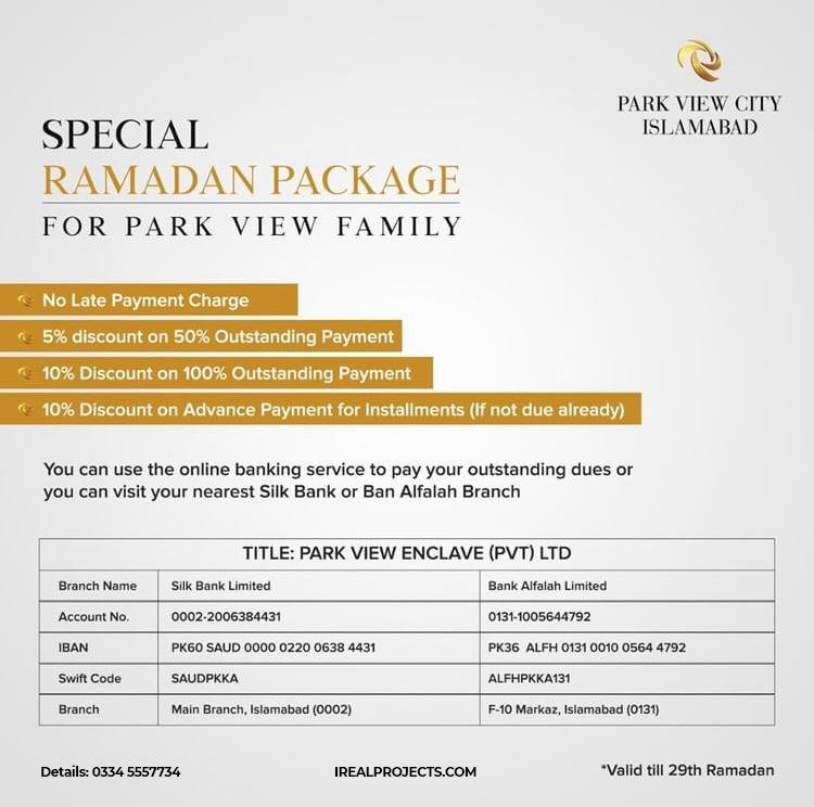 Special Ramadan Offer by Park View City