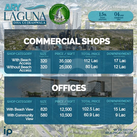 Payment Plan - Commercial & Offices - ARY Laguna Gujranwala