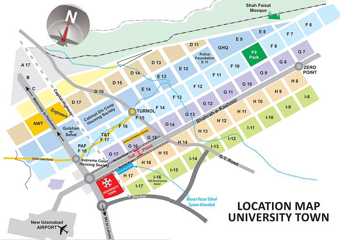 University Town Islamabad - Location Map
