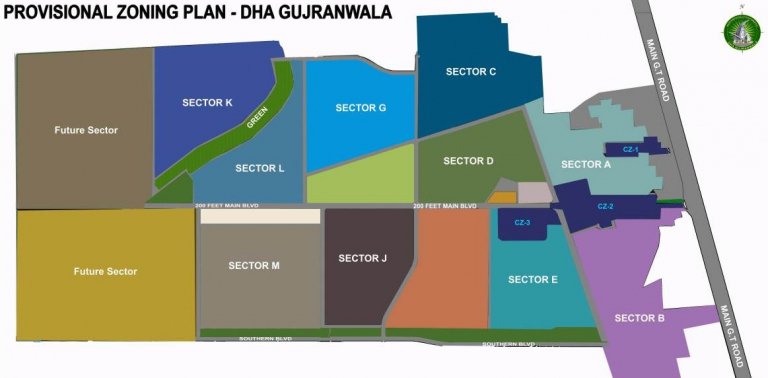 Master-plan-of-DHA-Gujranwala - plots available on cash payment in DHA Gujranwala