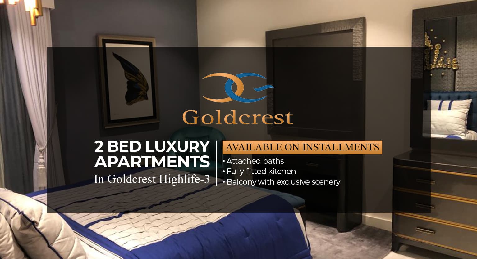 2 Bed Apartment available on installments in Goldcrest Highlife 3