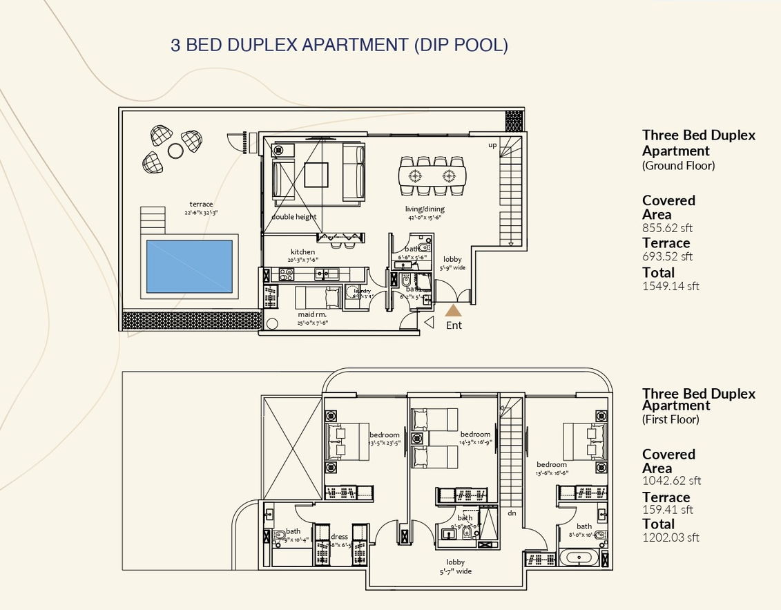 Floor Plan - 3 bed DIP Pool Apartment - One Capital Residences