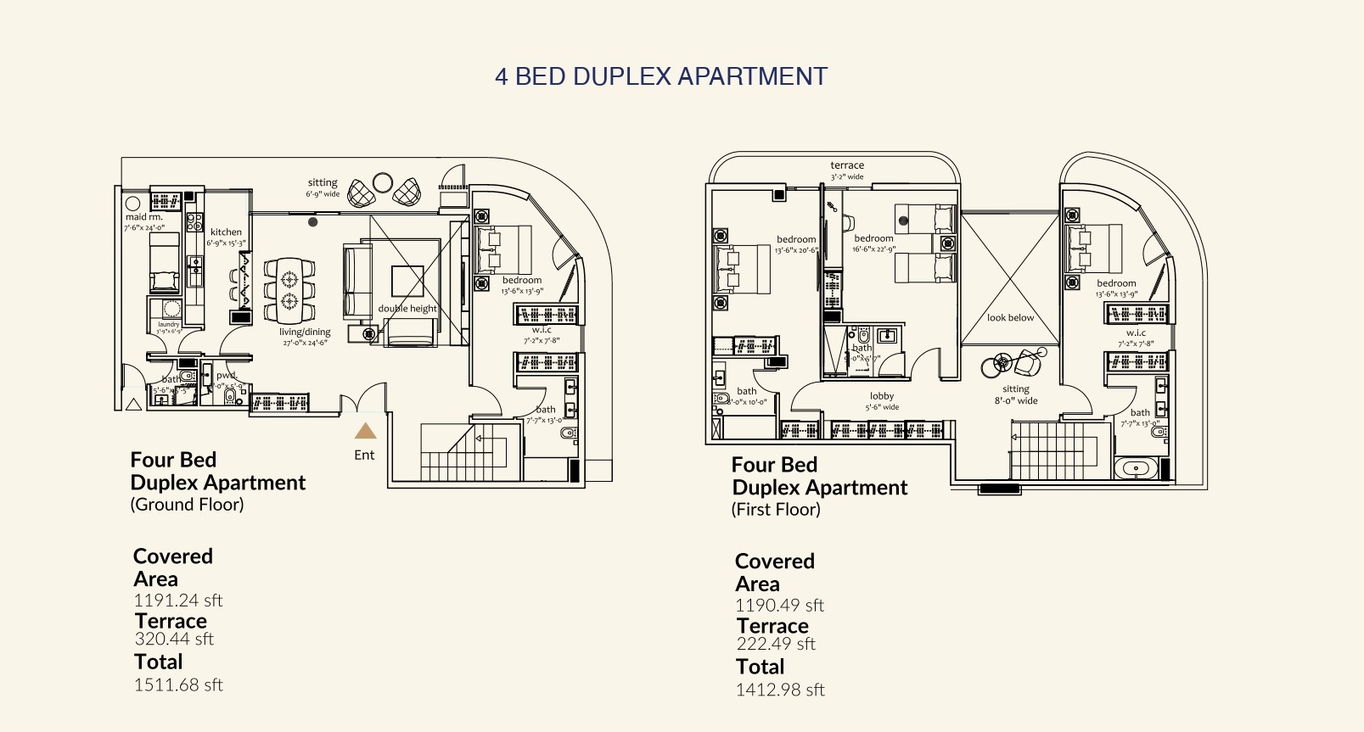 Floor Plan - 4 bed duplex Apartment - One Capital Residences