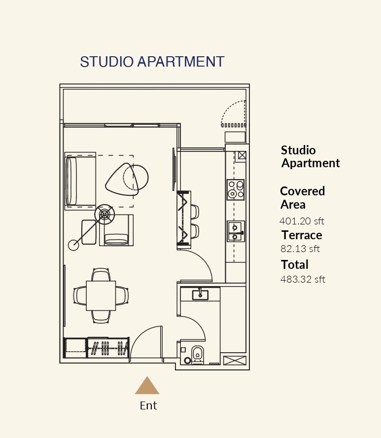 Floor Plan - Studio Apartment - One Capital Residences