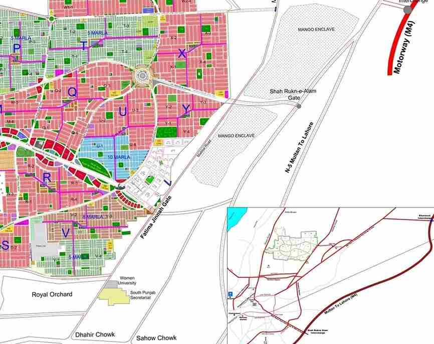 Bodla Homes - DHA Multan Sector V - location on map