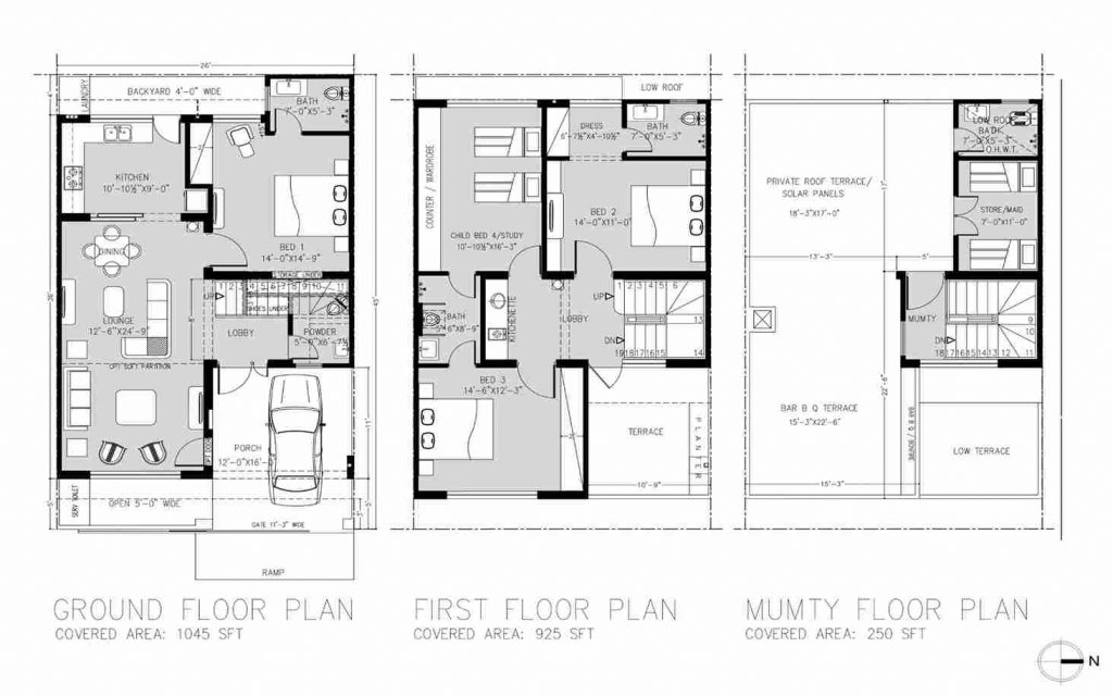 Bodla Homes - Typical Floor Plan - 5 Marla Bodla Home