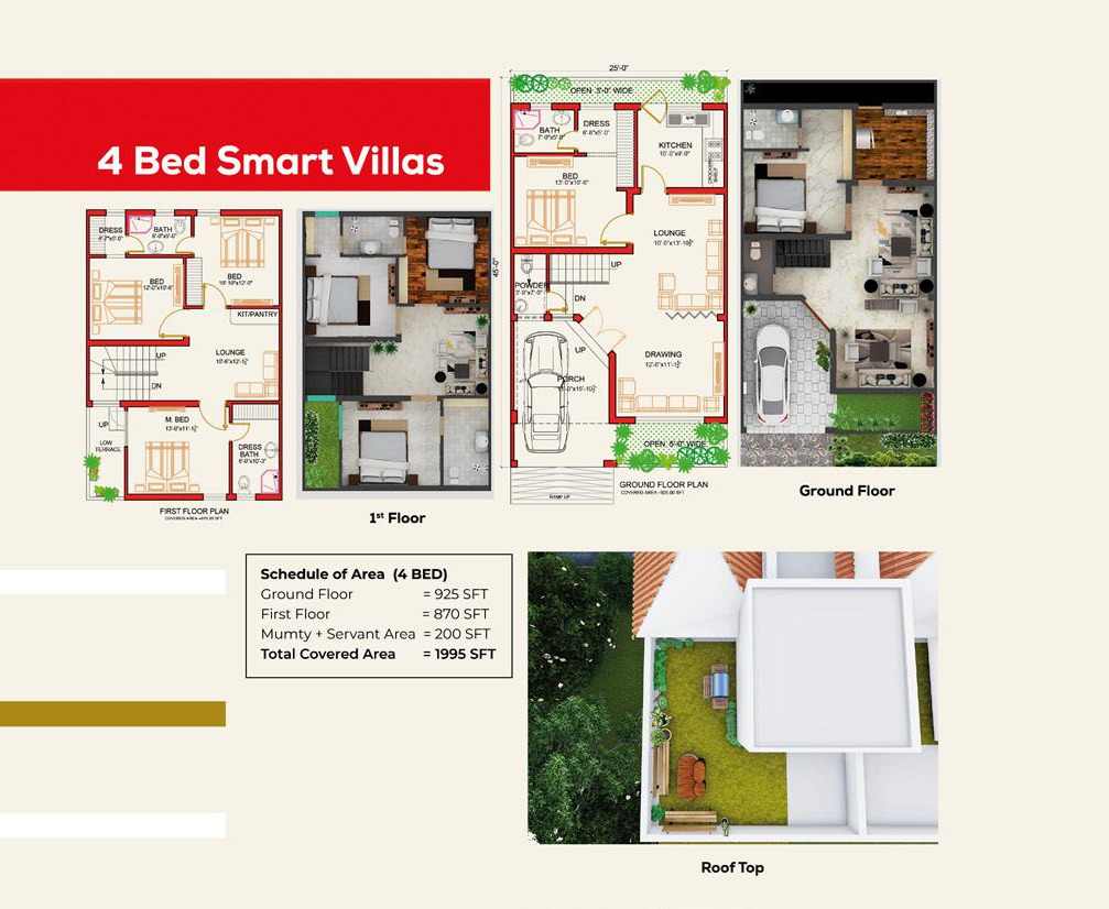 Floor Plan - 4 bedroom Smart Villas in DHA Multan - Sector T