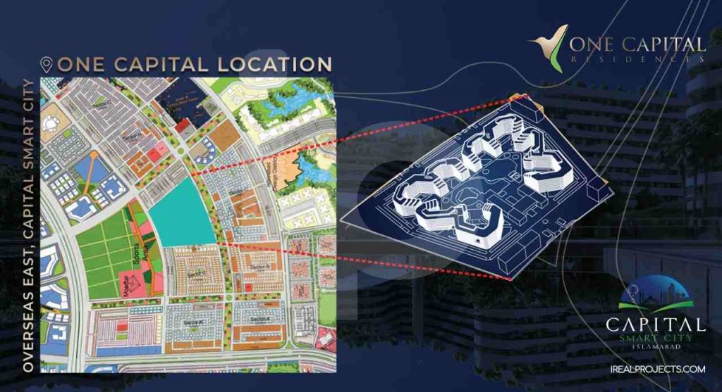 Location of One Capital Residences - Apartments in Capital Smart City Overseas East block