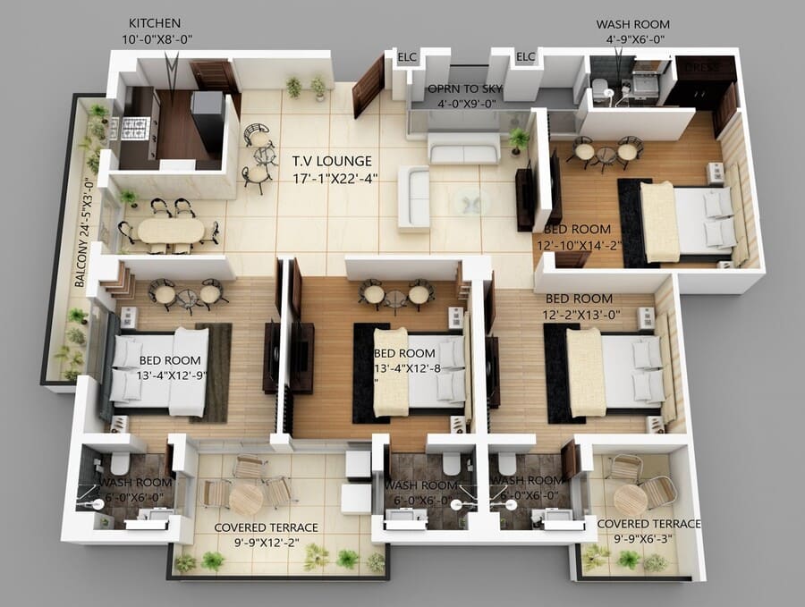 floor plan - four bed apartment - capital grand heights