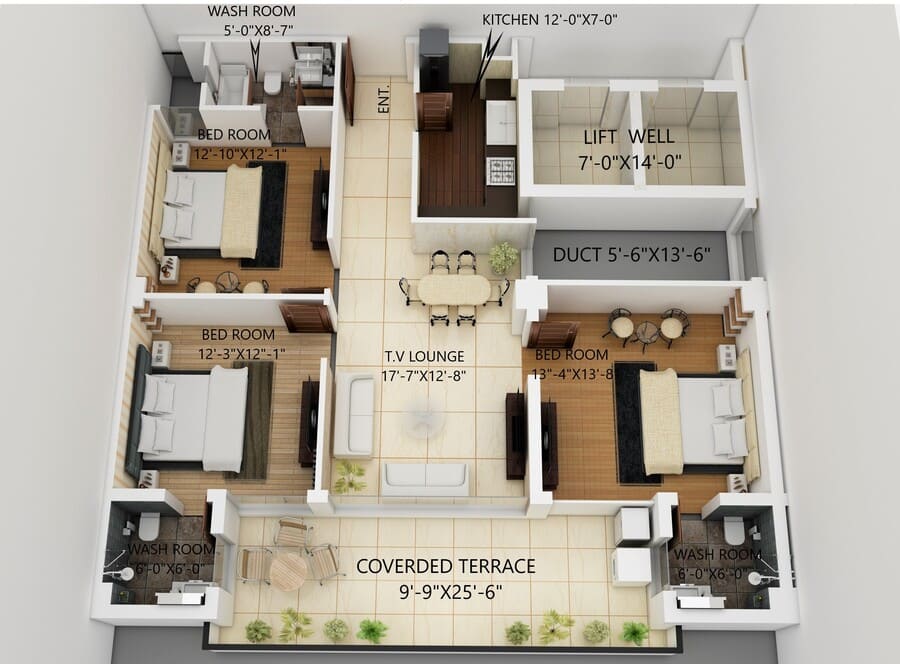 floor plan - three bed apartment - capital grand heights