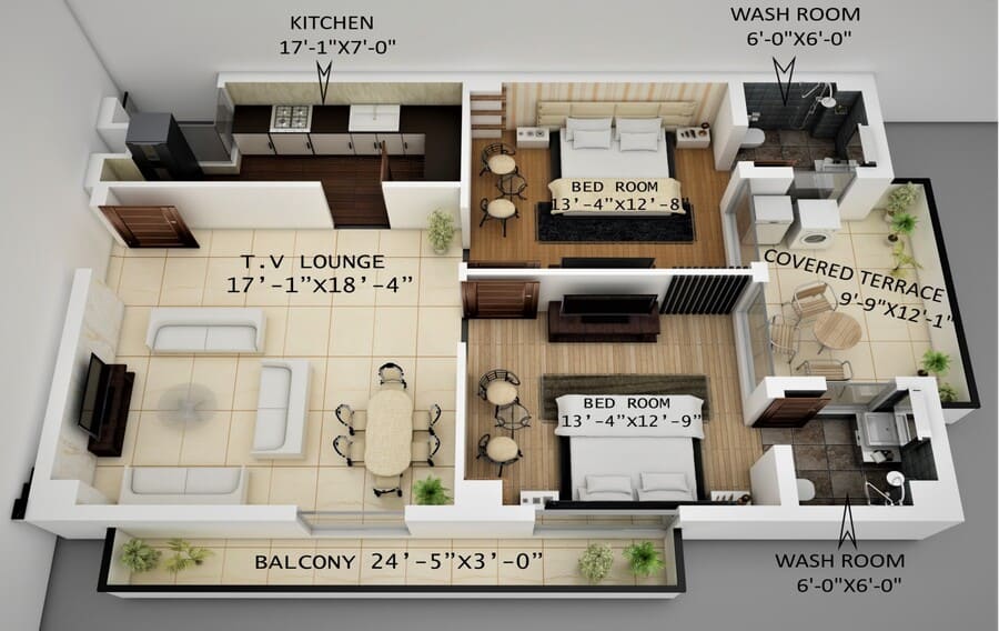 floor plan - two bed apartment - capital grand heights