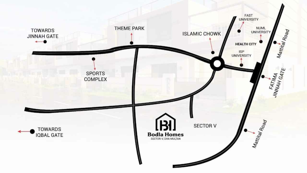 Bodla Homes Location in Sector V DHA Multan