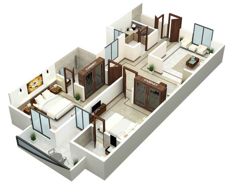 Floor Plan - Non Corner 2 Bedroom Apartment (Type-A)