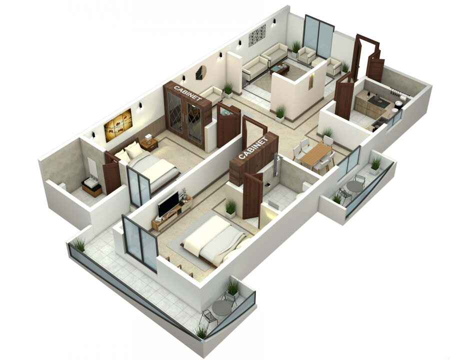Floor plan - Corner 2 Bedroom Apartment (Type A)