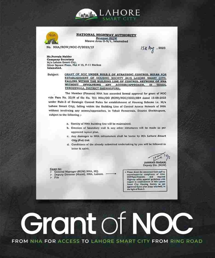NOC approval for Lahore Smart City