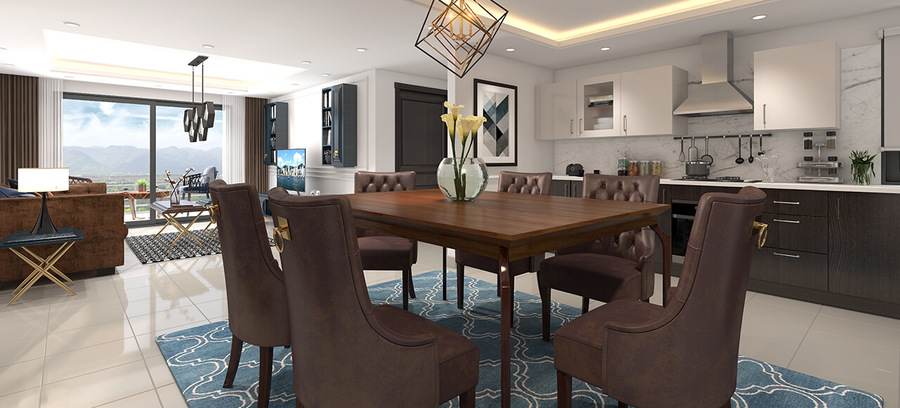 Hyde park 1 - apartment lounge and dining room interior