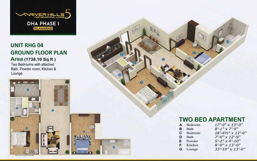 River Hills 5 - 2 Bed Apartment Layout Plan